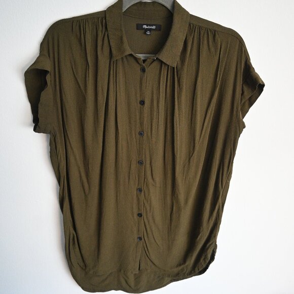 Madewell Central Drapey Shirt in Army Green – XS - Picture 1 of 13